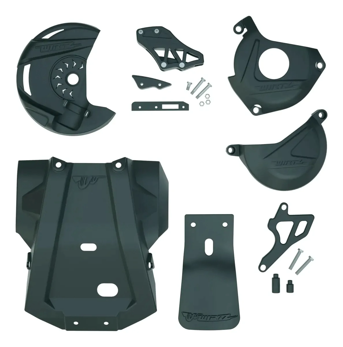 Kit Completo Cubre Carter + Guia de Cadena + Tapas Motor + Cubre Disco